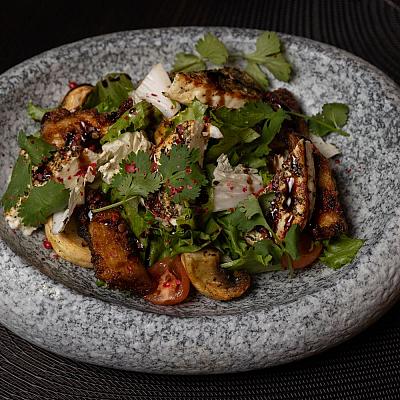 По - Грузински, с жареным сыром и баклажанами в панировке